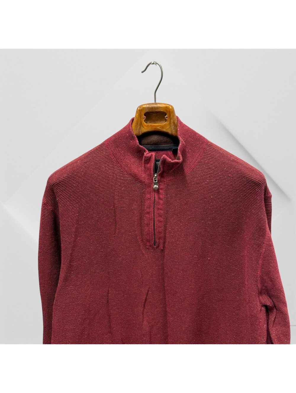 Nat Nast Men's Extra Large 1/4 Zip Sweater Cotton Wool Maroon Red Sz XL